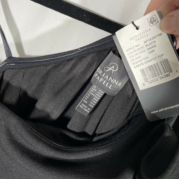 NWT $119 Adrianna Papell [PLUS Size‎ 20W ] One Shoulder Crepe Top in Black - Picture 9 of 12